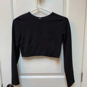 Cropped Black Shirt Blouse